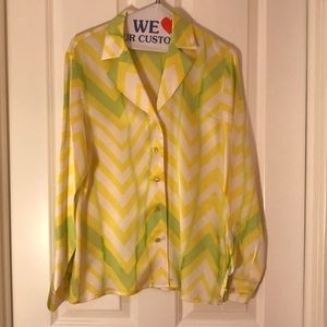 Escada blouse with yellow and green zigzags